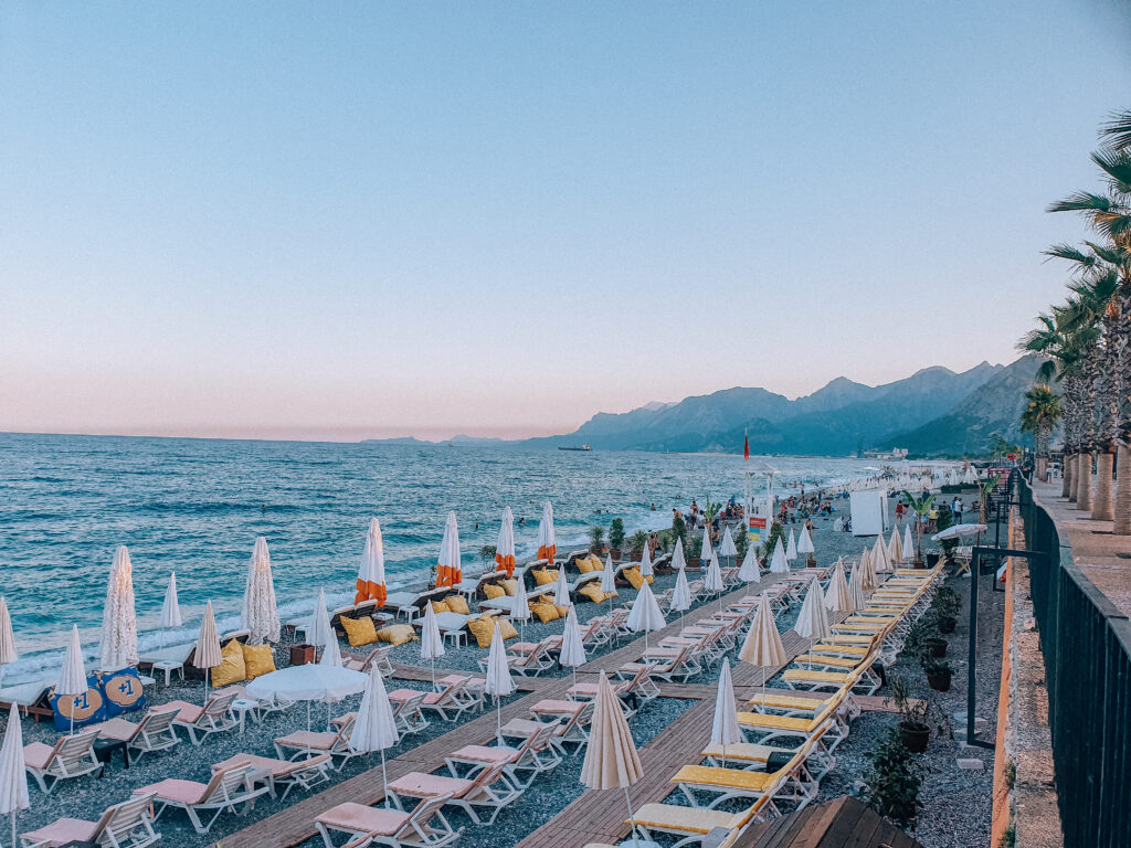 konyalti beach in antalya at sunset