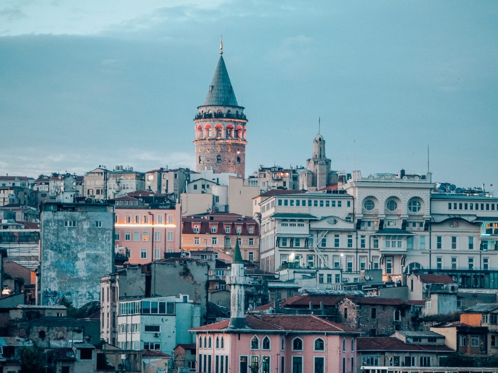 dusk view of galata tower in istanbul