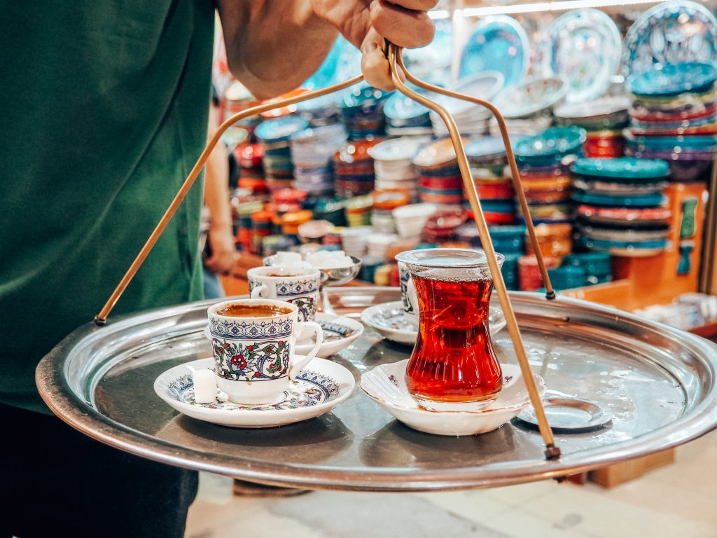 tea served in grand bazaar in istanbul