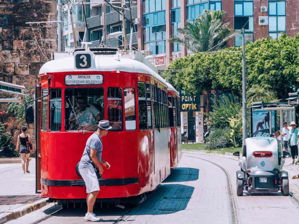 red tram in antalya